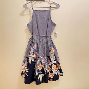 New Charlotte Russe nautical stripe floral adjustable Strappy prom party Dress L